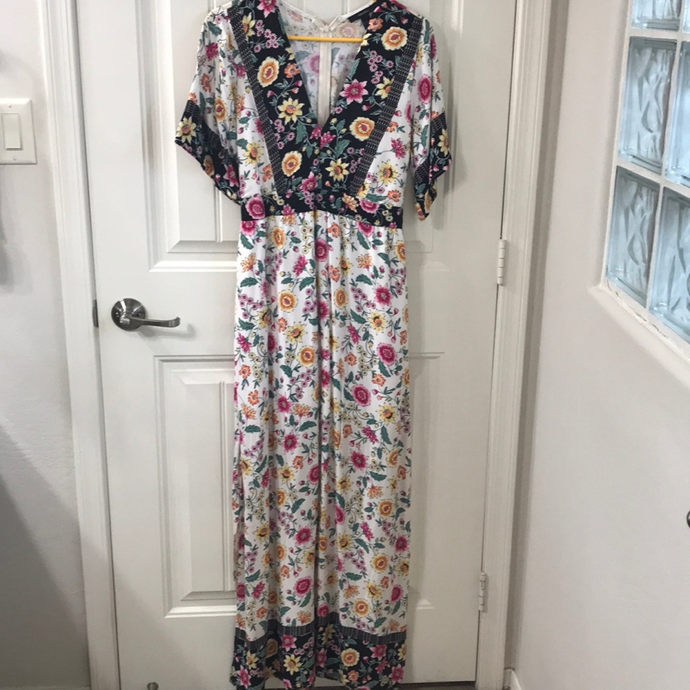 Boho floral print maxi dress
